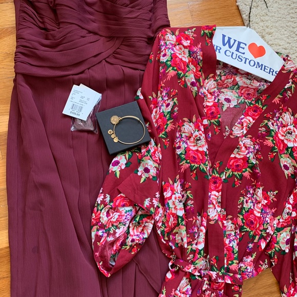 Strapless Purple or Wine Colored Dress - Picture 2 of 9